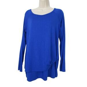 Karen Kane Top Womens Medium Layered Tunic Knotted Front Scoop Neck Soft Knit